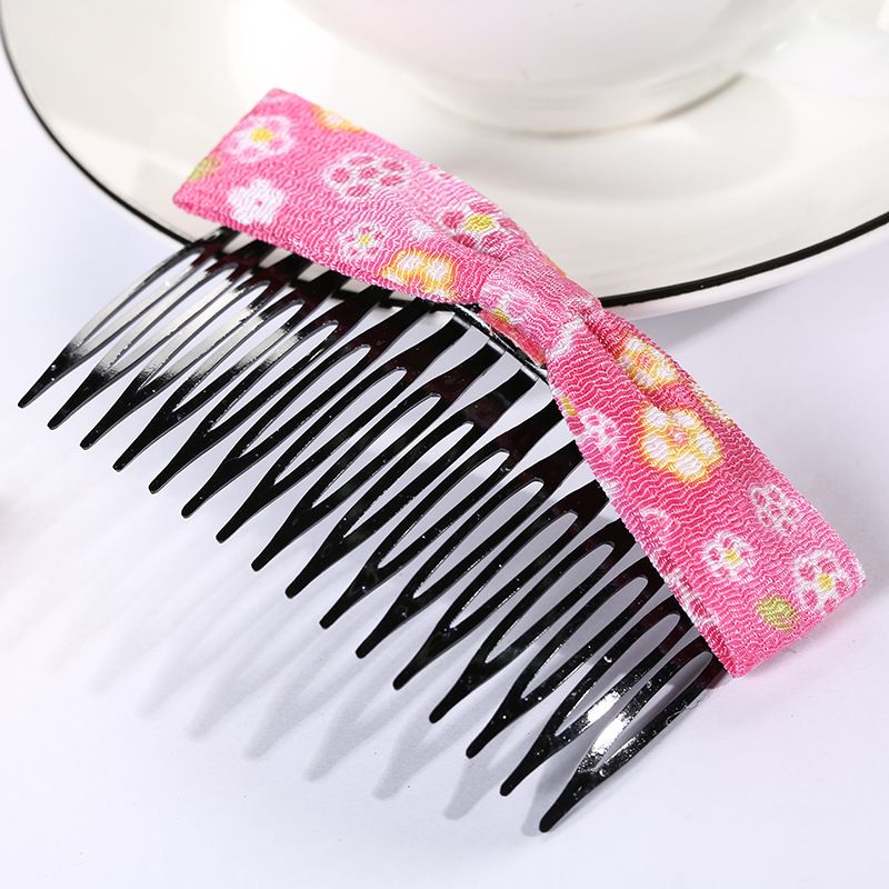 Customizable new Japanese style series fashionable floral crepe bow hair combs, ethnic sweetness wholesale Specification image