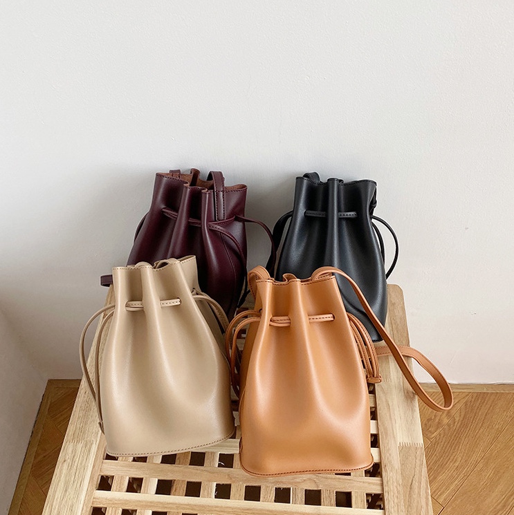 Women's Bag 2020 New Single Shoulder Crossbody Bag Instagram Hit South Korea Simple Casual All-In-One Solid Color Bucket Bag