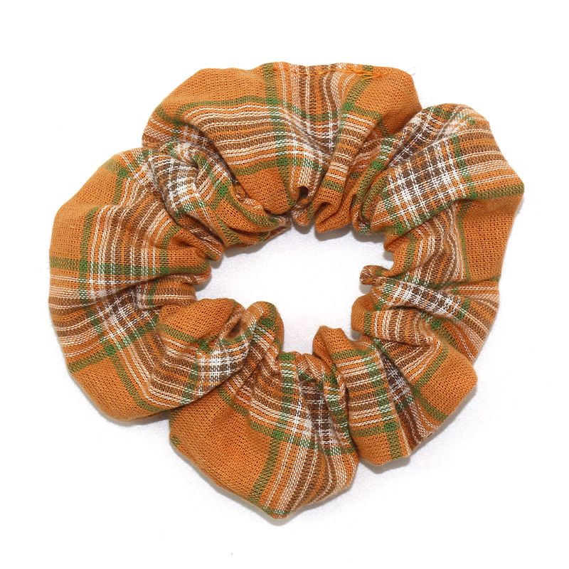 Fashionable Korean-style large intestine hair band, classic checkered leather band headwear, ladies' hair accessory, large intestine hair band wholesale details Picture