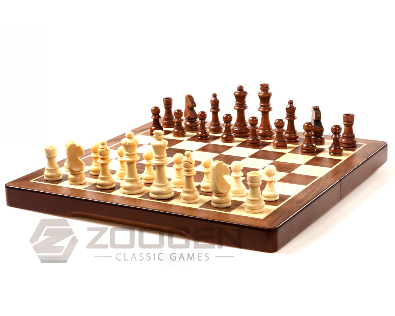 折叠实木国际象棋ZOOCEN High Quality Folding Wooden Chess board With Stork