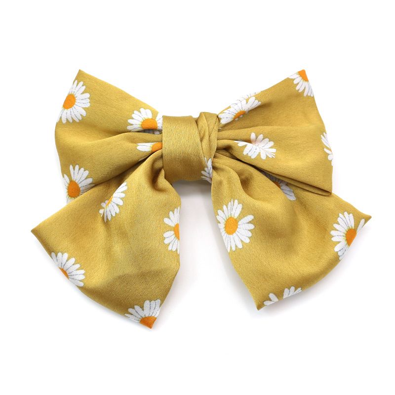 New Japanese and Korean school-style Daisy hairpins, satin oversized bow hairpins for women's hair accessories details Picture