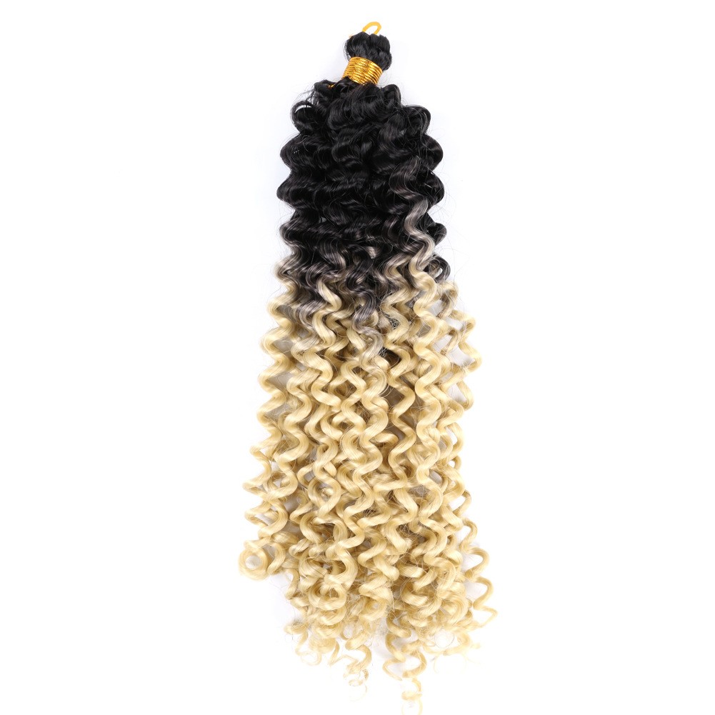 Nuevo estilo fibra química extensiones de cabello de ganchillo pelucas ondulación de agua gradiente detail image 3