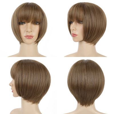 New wig for women with short bobs, short straight hair and realistic synthetic wigs
