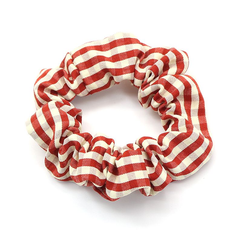 A fresh and cute striped checkered hair tie and hair band, fashionable and versatile on Instagram, large intestine circle hair band, a hair accessory for girls Specification image