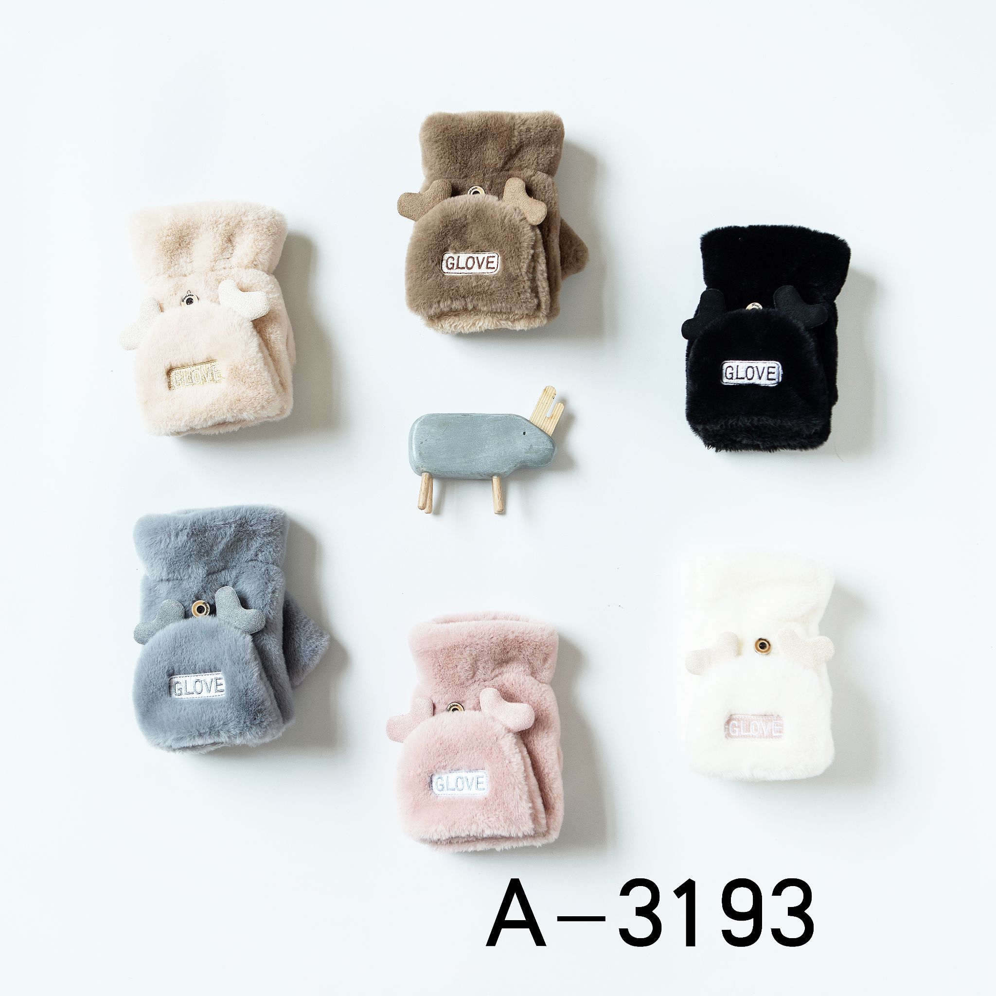 Lady's gloves embroidered deer five fingers solid color points winter warm gloves thumbnail