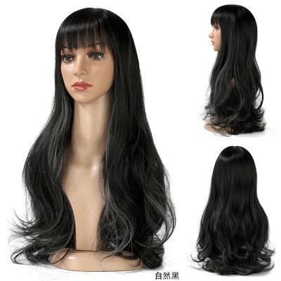 New highlights dyed wig for women, long curly hair, European and American export source headwear detail image 2