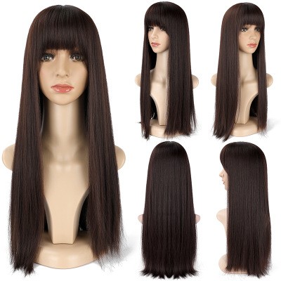 We supply new types of synthetic fiber wigs for women, including full head coverings and long straight hair fashion wigs to Europe, America and Africa detail image 2