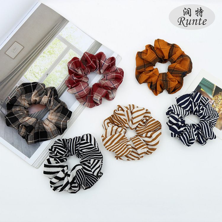 Korean style fashionable and fresh striped large intestine hair band, new women's hair band, women's updo, hair accessory manufacturer wholesale