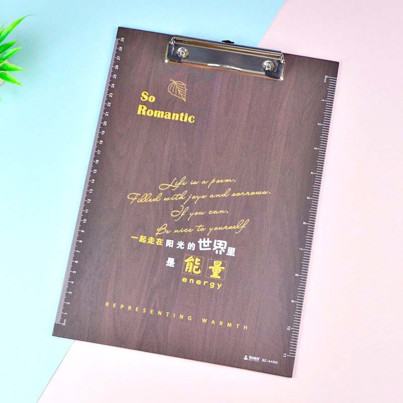Wholesale of fashionable wood-grain cardboard clips, business board clips and student A4 writing boards in stock detail image 6