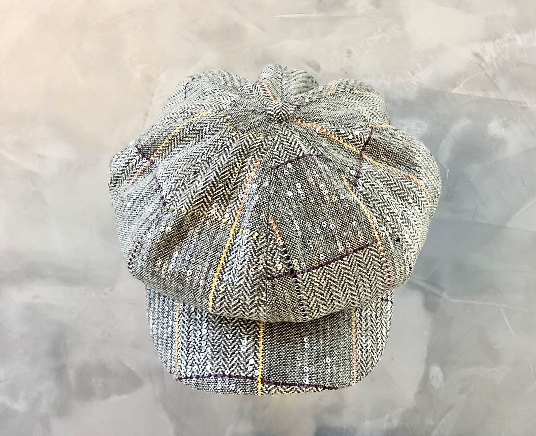Yiwu Selection sequin plaid octagonal hat /38380 full figure