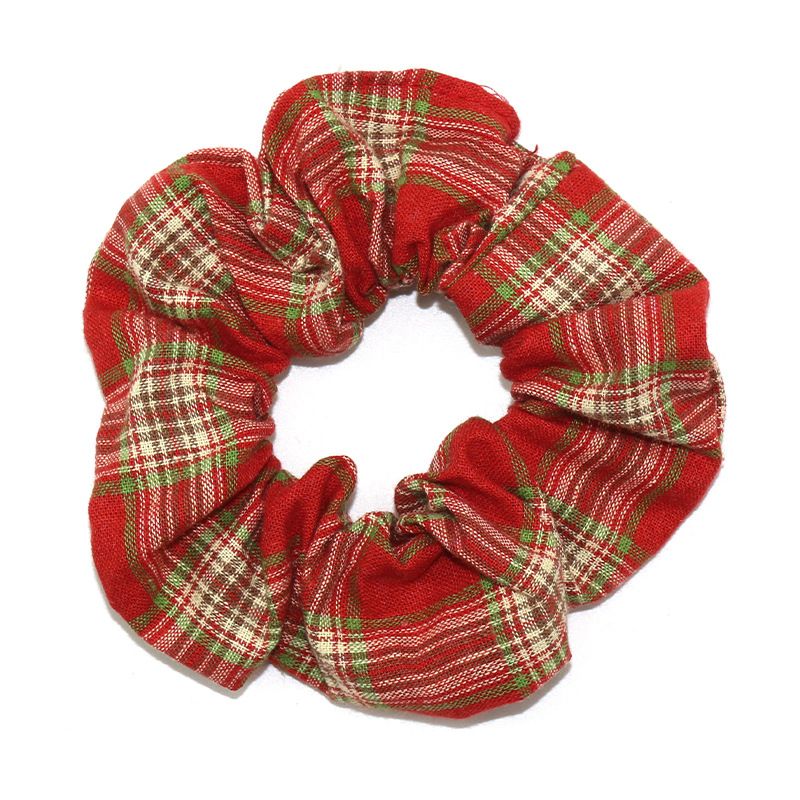 Fashionable Korean-style large intestine hair band, classic checkered leather band headwear, ladies' hair accessory, large intestine hair band wholesale Specification image