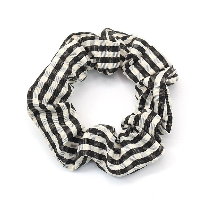 A fresh and cute striped checkered hair tie and hair band, fashionable and versatile on Instagram, large intestine circle hair band, a hair accessory for girls detail image 2