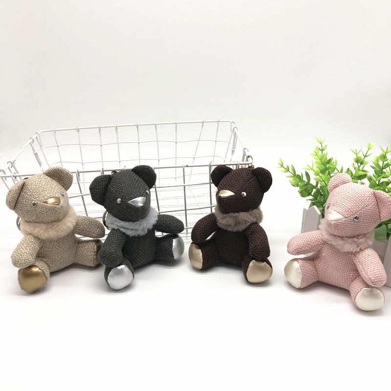 Personality cool bear plush toy keychain bear pendant wedding shower doll grab machine doll supply
