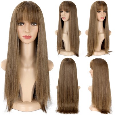 We supply new types of synthetic fiber wigs for women, including full head coverings and long straight hair fashion wigs to Europe, America and Africa detail image 1