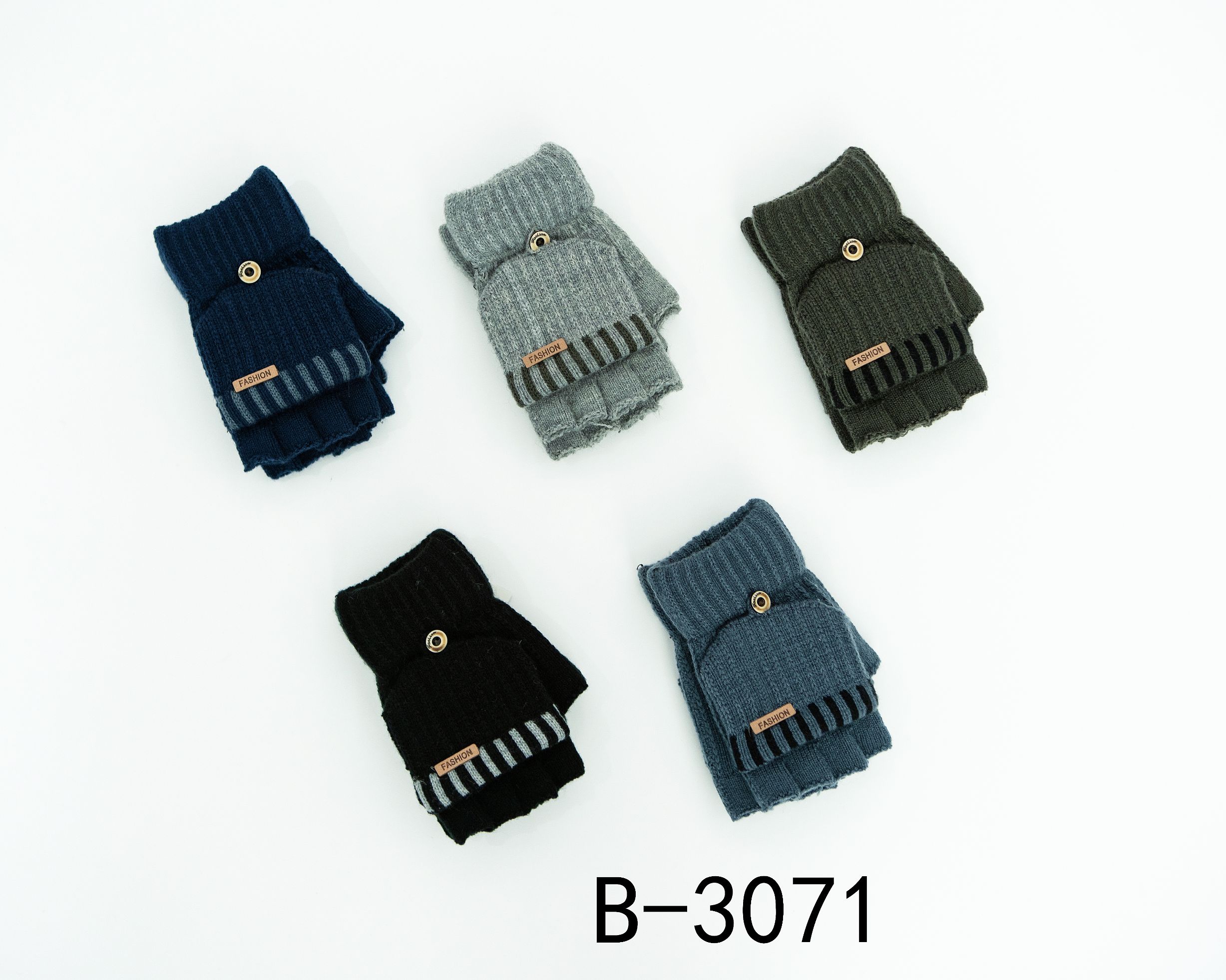 Men's mittens with half finger flap Deer label Chenille mittens thumbnail