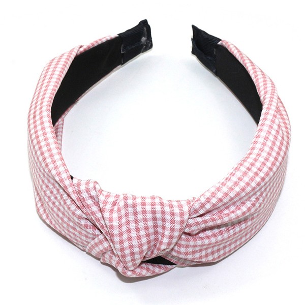 The new Korean version wide-edge sweet and fashionable checkered hair band, the same style as the popular hair band, and the pearl hair accessory for women detail image 3