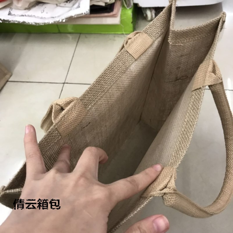 环保黄麻布袋产品包装可定制LOGO手提包高档包装袋细节图