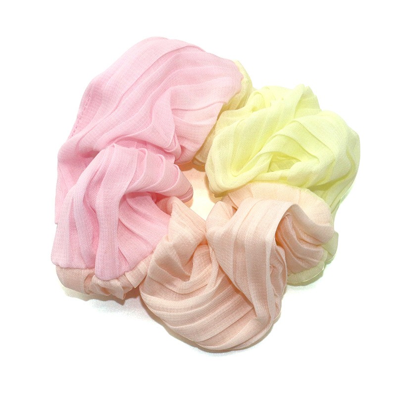 Wholesale of new candy-colored fabric chiffon hair bands for cross-border autumn and winter, fashionable and versatile large intestine hair accessories and hair ties detail image 4