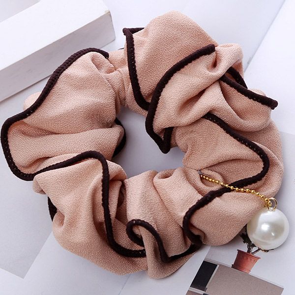 Wholesale of Japanese and Korean version fabric-trimmed hair bands, fashionable pearl hair ties, hair accessories and elegant women's hair ties details Picture