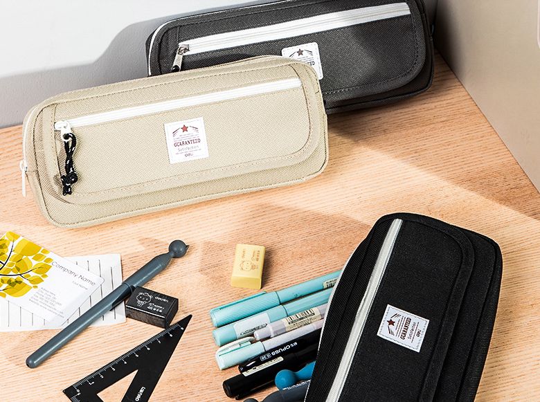 Simple men's and women's stationery bags Pencil case primary school pencil case storage double pockets large capacity