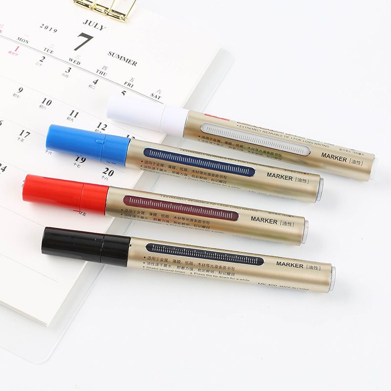 The Guangna oil-based large-capacity ink-refilling marker pen MK400 is black and white with a large head. The pen on the box head cannot be wiped off details Picture