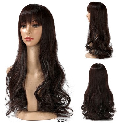 New highlights dyed wig for women, long curly hair, European and American export source headwear detail image 1