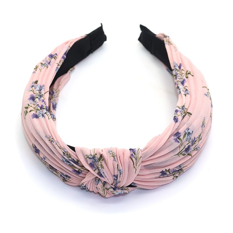 New European and American chiffon printed fabric headband hair accessory, fashionable and retro, cross knot wide edge headband for women Application Scenario