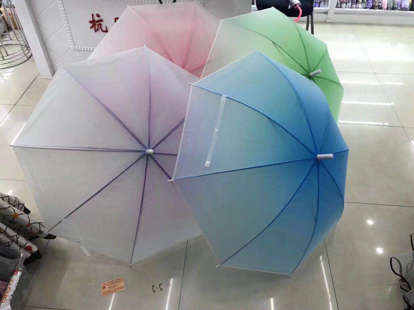 A portable folding umbrella with a pink transparent canopy that protects against ultraviolet rays pic 4