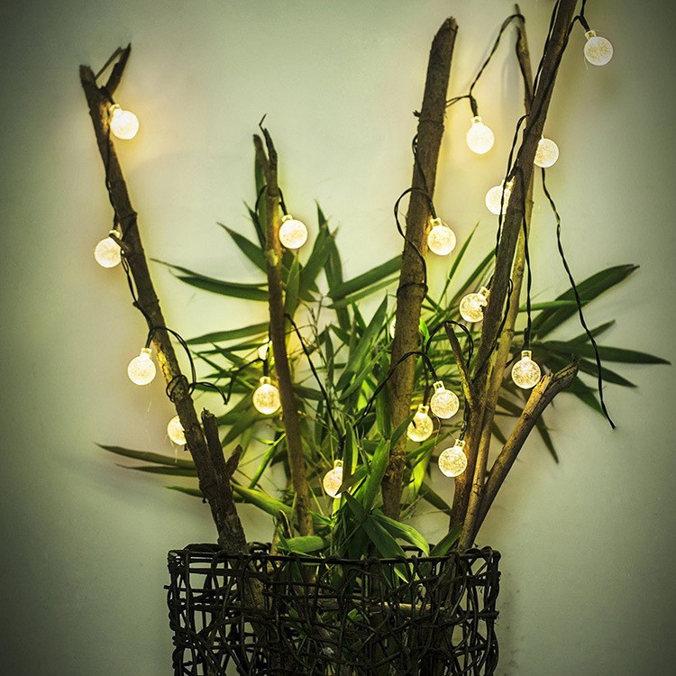 Solar light strings, LED bubble beads, round bead strings, outdoor Christmas festival decorative led color lights detail image 4