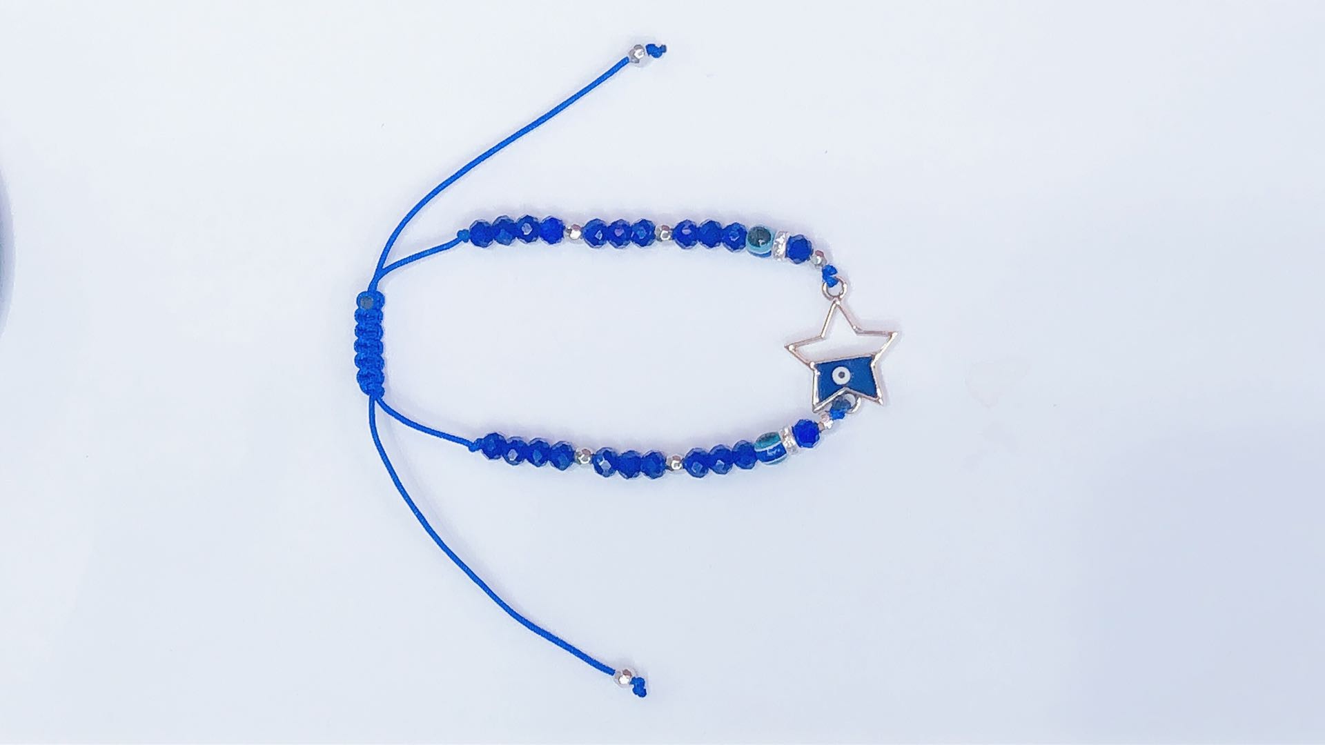 Wear the crystal double pendant accessory heart-shaped eyes, five-pointed star eyes, oval eyes bracelet with a flat knot at the middle end detail image 6