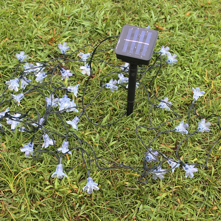 Outdoor waterproof LED solar light string, cherry blossom-shaped flashing light, peach blossom light string, Christmas courtyard decoration detail image 2