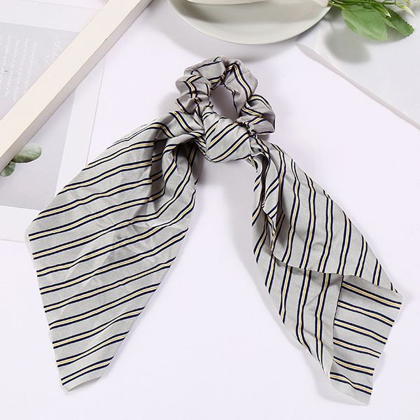 Korean InS-style retro French satin striped hair band, popular large intestine hair tie, hair tie and hair accessory details Picture