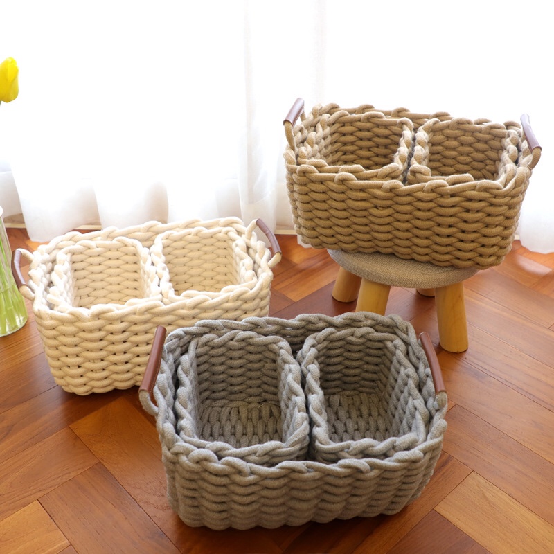 New Nordic Woven Basket Thick Cotton Rope Storage Box Storage Basket Storage Basket Dirty Clothes Basket Desktop Snack Sundry Basket full figure
