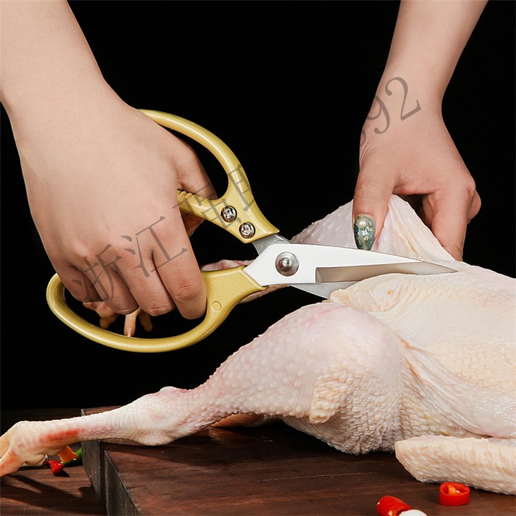 亚马逊铝合金厨房剪刀强力全钢鸡骨剪多功能家用日式剪刀详情图4