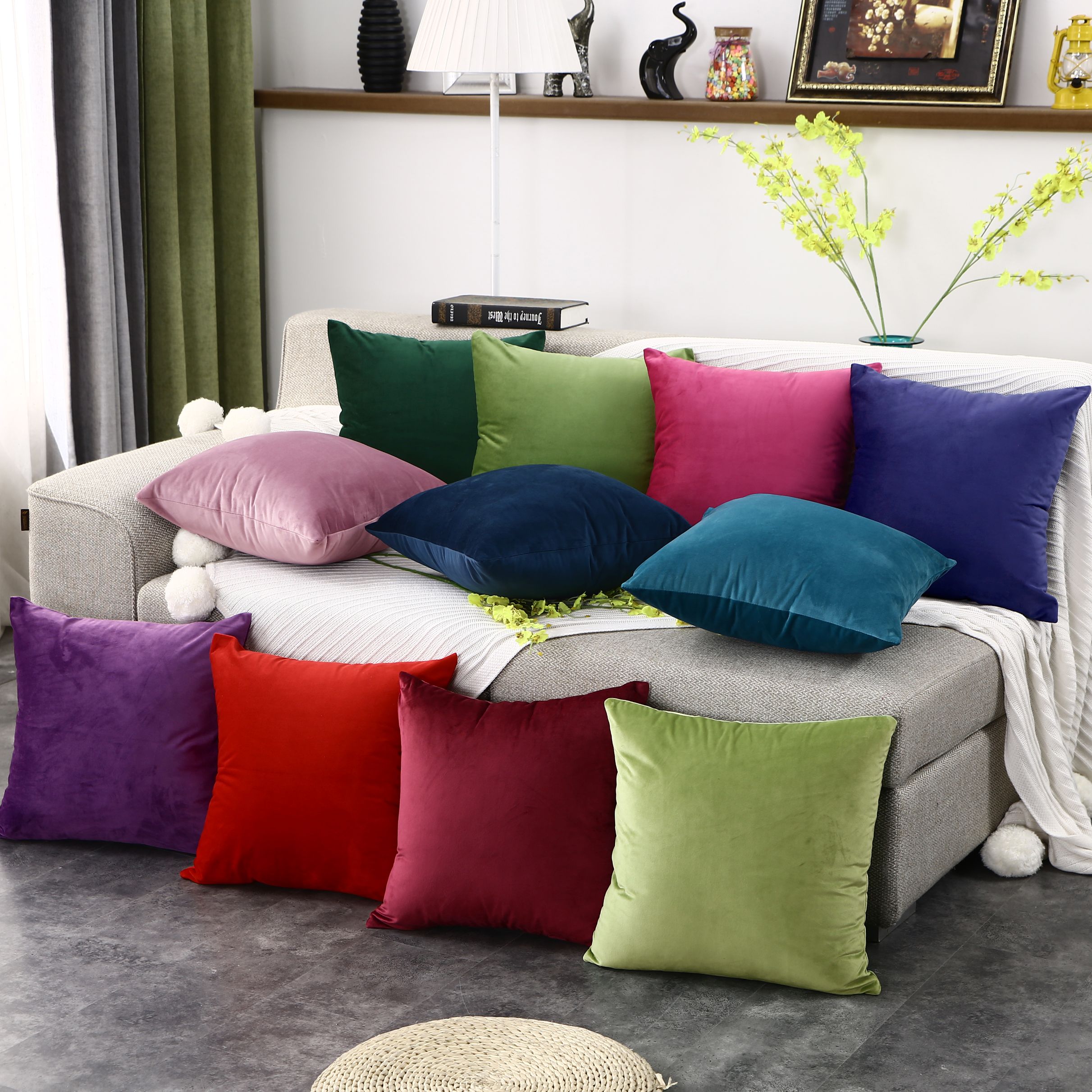 North Europe INS simple modern pure color pillow velvet sofa cushion pillows on the back of the bed pillows plain color pillow cushion