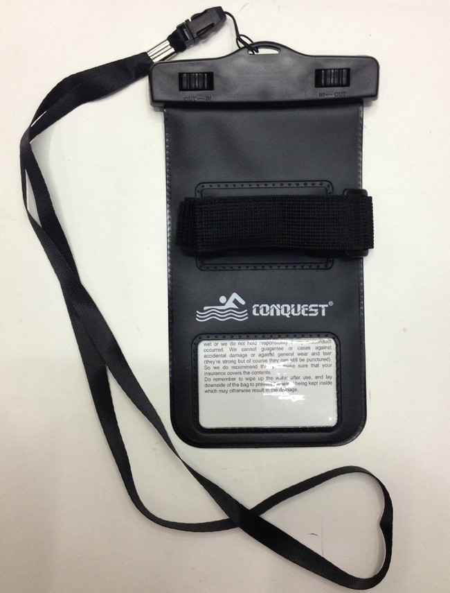 搏路CONQUEST夹子封口防水袋 绑臂挂绳两用P6手机袋 透明白详情图3