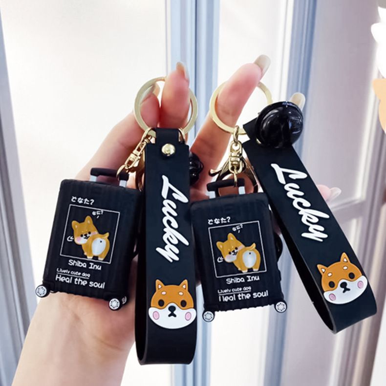 Peach/Shiba Inu suitcase keychain, creative and personalized, fashionable and cute bag pendant for Japanese and Korean men and women, mini Item Picture