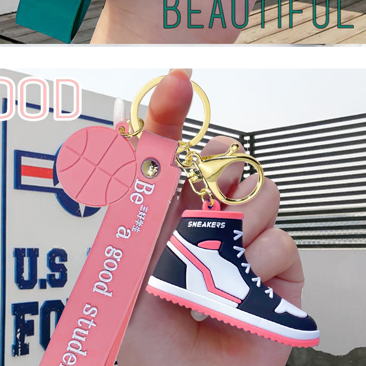 Creative and cool sneaker rope buckle, popular keychain pendant, PVC shoe pendant, personalized men's and women's bag pendant detail image 10