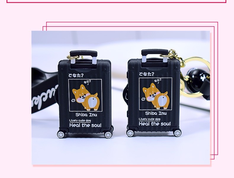 Peach/Shiba Inu suitcase keychain, creative and personalized, fashionable and cute bag pendant for Japanese and Korean men and women, mini detail image 9