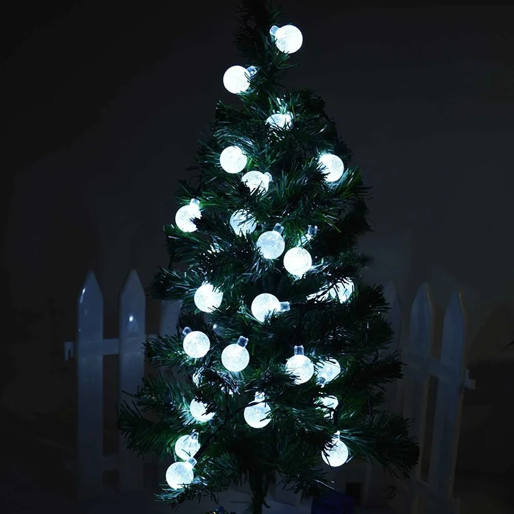 Solar light strings, LED bubble beads, round bead strings, outdoor Christmas festival decorative led color lights detail image 2
