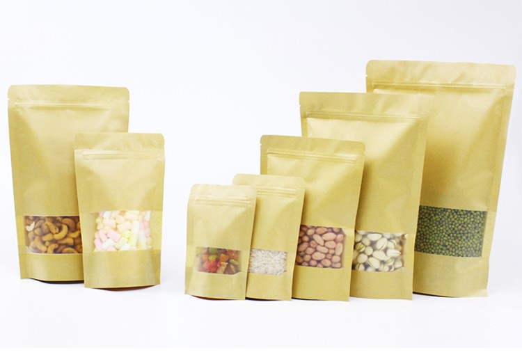 Food Bag Kraft Paper Window Self-Sealing Bag Nuts Dried Fruit Snack Food Sealed Bag undefined