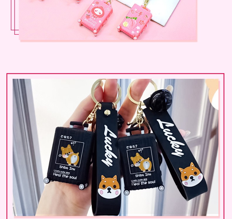Peach/Shiba Inu suitcase keychain, creative and personalized, fashionable and cute bag pendant for Japanese and Korean men and women, mini detail image 8