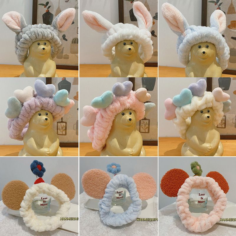 Flower face wash hair band, hair band, Instagram style, rabbit ear makeup, hair tie, mask application, basic headwear