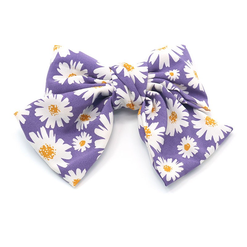 Small Daisy, big bow hairpin, back of the head top clip, super ethereal and sweet, internet-famous spring clip headwear wholesale pic 2