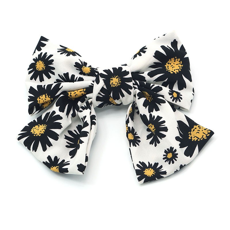 Small Daisy, big bow hairpin, back of the head top clip, super ethereal and sweet, internet-famous spring clip headwear wholesale pic 5