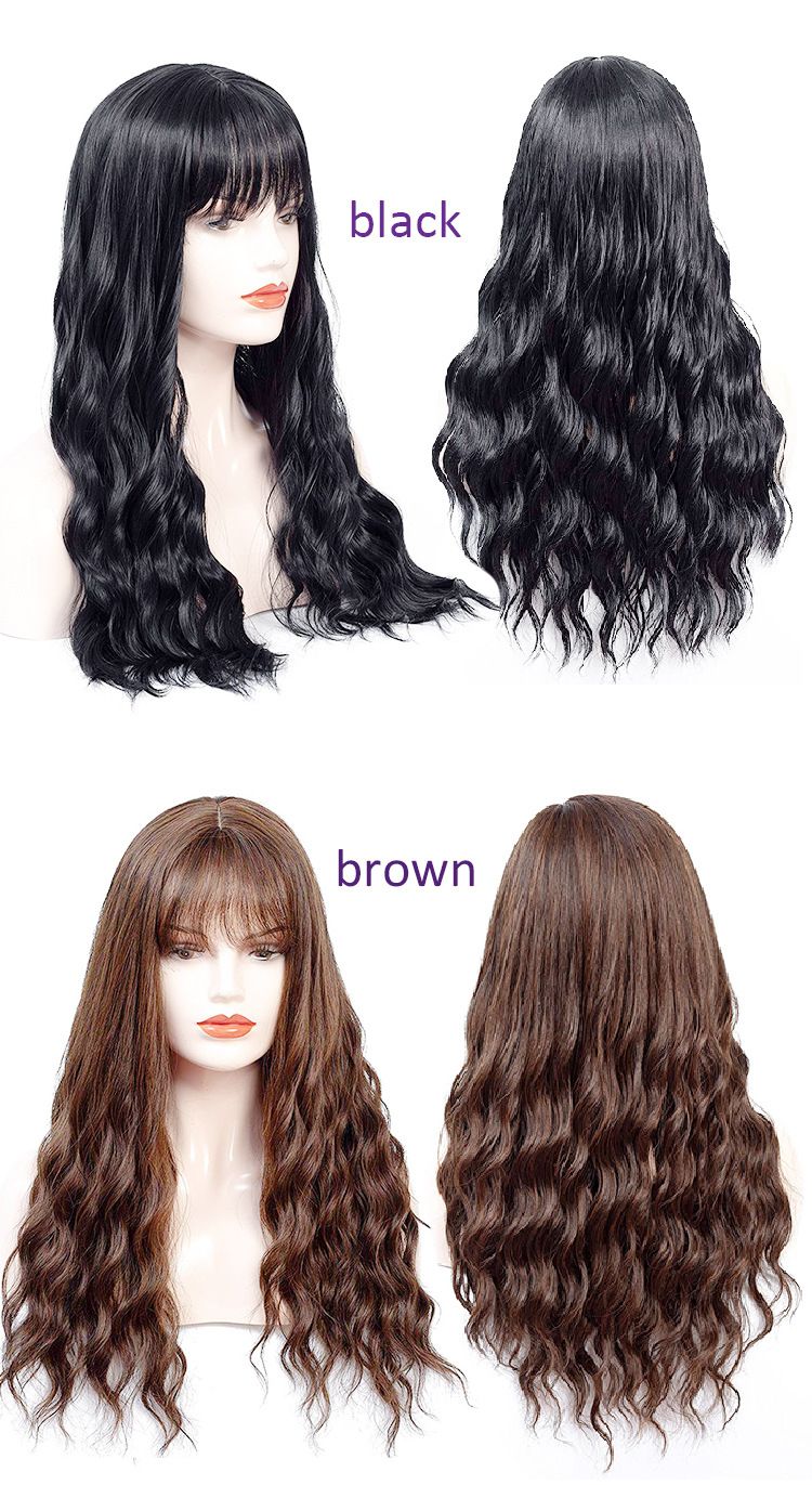 New best-selling synthetic fiber wig, long and fluffy curly hair, corn perm wig head cover details Picture