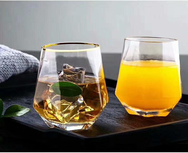 Hexagonal Cup With Gold Rim Gold Rim details Picture