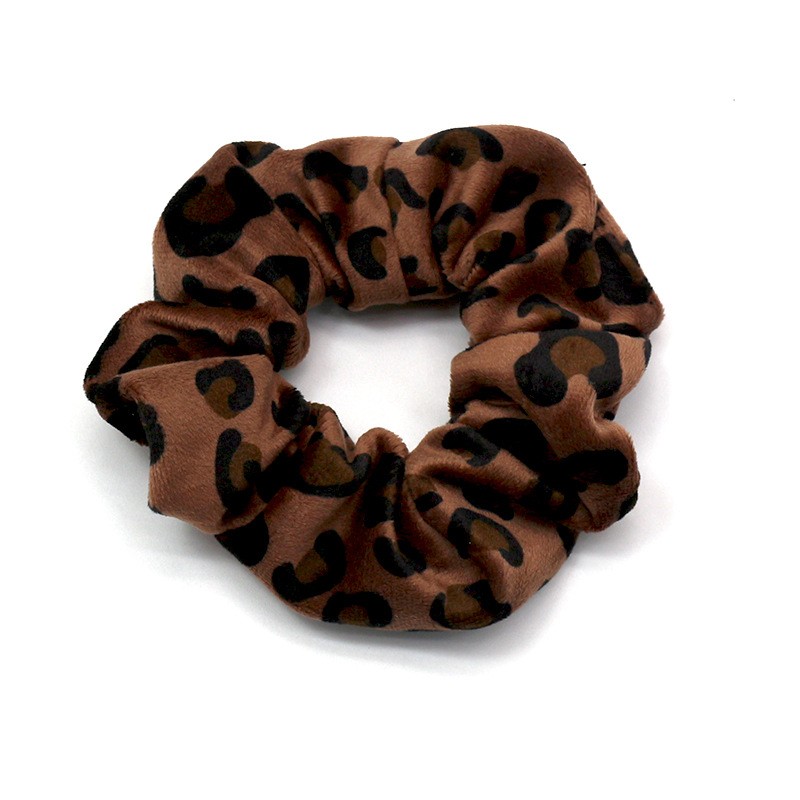 韩国东大门豹纹绒布发圈黑色粗发绳 时尚简约扎头发皮筋头绳发饰详情图4