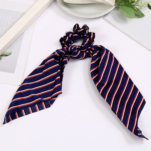 Korean InS-style retro French satin striped hair band, popular large intestine hair tie, hair tie and hair accessory Specification image