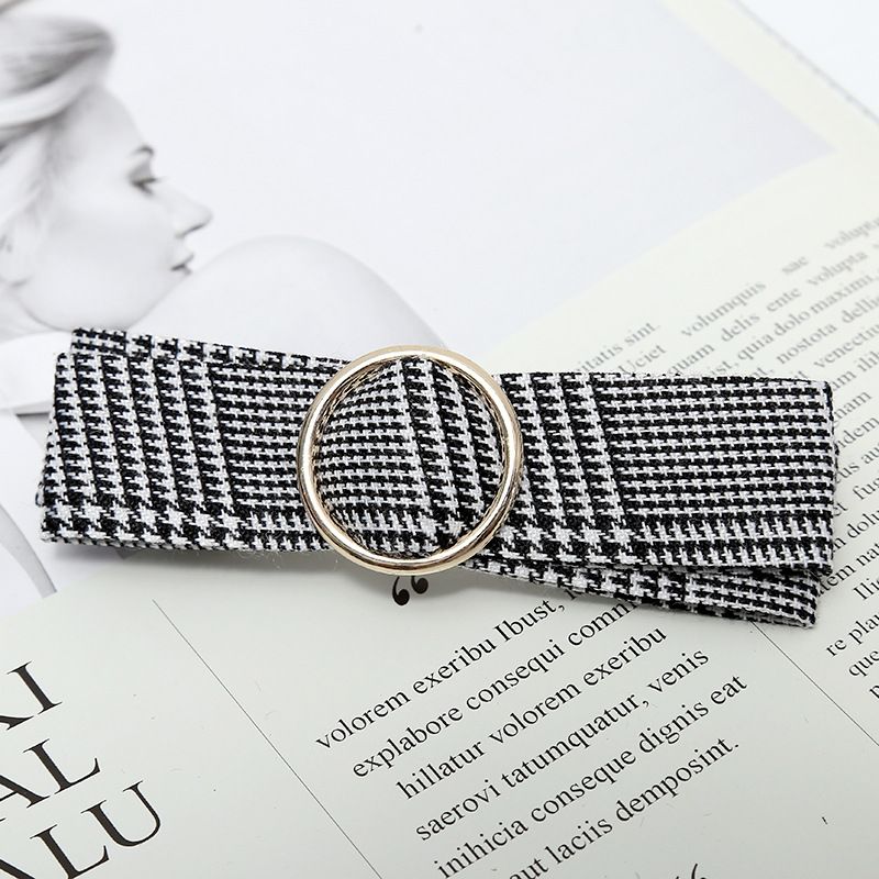 Korean version new creative hair band, classic checkered fabric, fashionable bow, straight clip, hair clip manufacturer wholesale details Picture